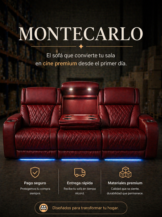 SOFLIX MÉXICO® MONTECARLO — El sofá que convierte tu sala en cine premium desde el primer día.