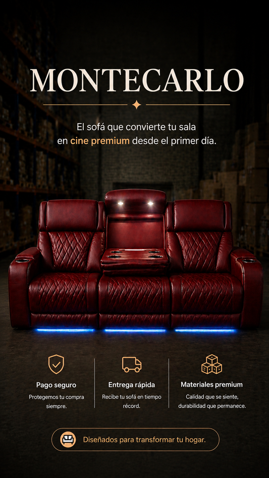 SOFLIX MÉXICO® MONTECARLO — El sofá que convierte tu sala en cine premium desde el primer día.