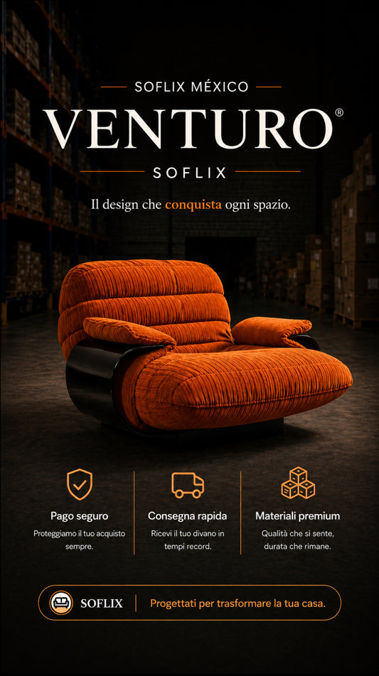 SOFLIXMÉXICO® VENTURO — Diseño italiano que convierte tu sala en otro nivel.